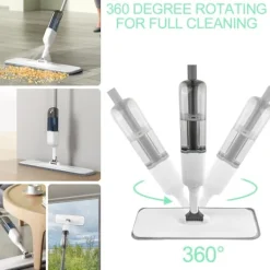 Hot Spraymopp, golvrengöringsmoppar, platt spraymopp, mikrofibermopp med 5 återanvändbara dynor och skrapa