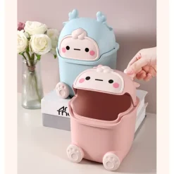 Discount Söt Flip Papperskorg Djurformad Skrivbords Papperskorg - Rosa - 1 st