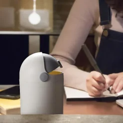 Discount Söt liten skrivbordsbehållare med lock, mini papperskorg för skrivbordet (grå)