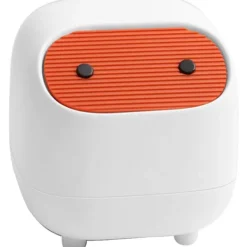 Best Söt Mini Ninja Skrivbordspapperskorg Dubbel Tryck Papperskorg med Lock Passar för Multi-Scene Papperskorg (Vit)