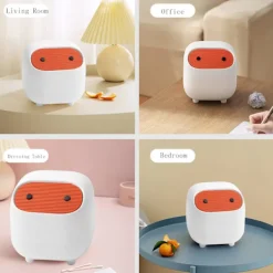 Best Söt Mini Ninja Skrivbordspapperskorg Dubbel Tryck Papperskorg med Lock Passar för Multi-Scene Papperskorg (Vit)