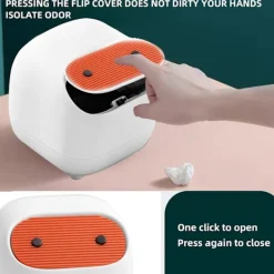 Best Söt Mini Ninja Skrivbordspapperskorg Dubbel Tryck Papperskorg med Lock Passar för Multi-Scene Papperskorg (Vit)