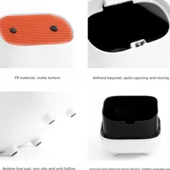 Best Söt Mini Ninja Skrivbordspapperskorg Dubbel Tryck Papperskorg med Lock Passar för Multi-Scene Papperskorg (Vit)