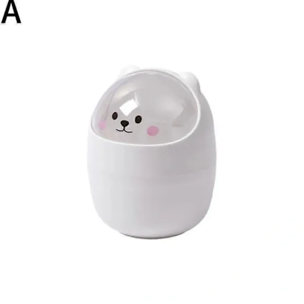 Sale Söt Mini Papperskorg för Skrivbord Barn med Lock Skrivbordsbehållare för Sovrum Vit