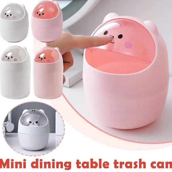 Sale Söt Mini Papperskorg för Skrivbord Barn med Lock Skrivbordsbehållare för Sovrum Vit
