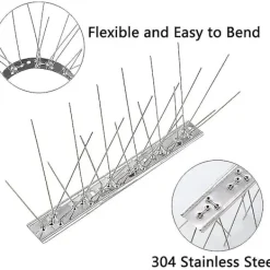 Hot st rostfria fågelpiggar, stålfågelpiggar, anti-duvpinnar, fågelavvisande piggar, för balkongtak och fönster, 33 cm
