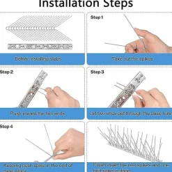Hot st rostfria fågelpiggar, stålfågelpiggar, anti-duvpinnar, fågelavvisande piggar, för balkongtak och fönster, 33 cm