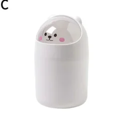 Sale Söt Skrivbords Papperskorg Barn Mini Soptunna med Lock Skrivbord Avfallsbehållare för Sovrum[D] White L