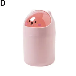 Sale Söt Skrivbords Papperskorg Barn Mini Soptunna med Lock Skrivbordsavfallsbehållare för Sovrum[D] Pink L