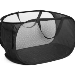 Online Stabila hopfällbara tvättkorgar - Pop Up tvättkorgar med praktisk ficka, hopfällbar tvättkorg med förstärkta bärhandtag för tvätt, fladdermus Black