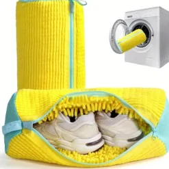 Clearance DAO Stadig tvättmaskinspåse för skor av alla slag - Har dragkedja och en mjuk, skyddande insida, perfekt för sneakers och Eve [DB] Yellow