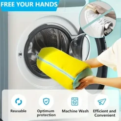 Clearance DAO Stadig tvättmaskinspåse för skor av alla slag - Har dragkedja och en mjuk, skyddande insida, perfekt för sneakers och Eve [DB] Yellow