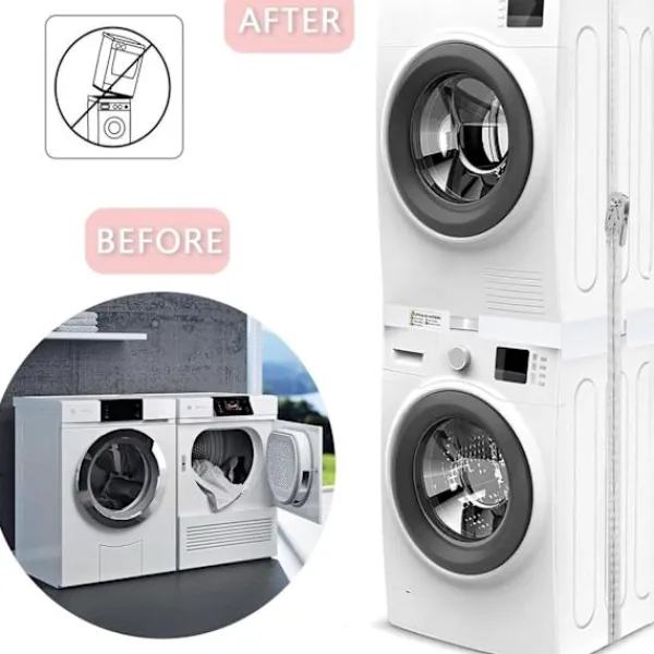 New Staplingssats - 46-72cm - Tillbehör för tvättmaskin - Mellanram för tvättmaskin och torktumlare med spärrlina