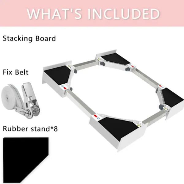 New Staplingssats - 46-72cm - Tillbehör för tvättmaskin - Mellanram för tvättmaskin och torktumlare med spärrlina