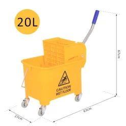 Outlet Northio Städhink Städvagn Torkvagn Mobil Hink 20 Liter Med Press 2 Kammare Gul