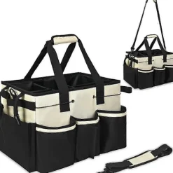 Outlet Städväska Organizer med Multifunktionell Ficka & Justerbar Axelrem Kompatibel med Städmaterial för Hemmet BlackWhite
