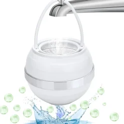 Discount 3-stegs badbollsfilter, reducerar klor och balanserar pH för hudvänligt vatten, enkel installation för de flesta badkar, 2500 gallon kapacitet | Fyndiq White