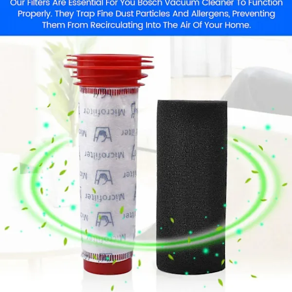 Best Stickfilter + Skuminsats Kompatibel Bosch Athlet Sladdlös Dammsugare (2 av varje)