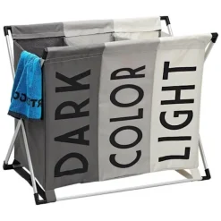 New B2X Stilren 3-delad Tvättkorg: Modern Design, Sortera & Förvara Svart