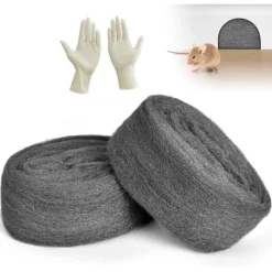 New Ståltråd, 2 st 0000 stålull, 8m 100g Anti-mus stålull, Rengöringstråd för rengöring och polering av trä och glas, levereras med handskar