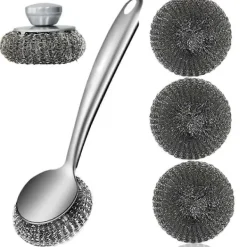 Online Stålullsskrubber Diskborste med Handtag Djuprengörande Metallskrubbset Stålskrubber för Di