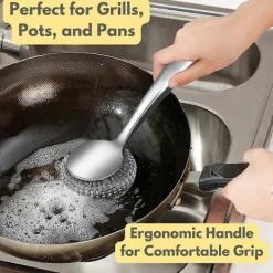 Online Stålullsskrubber Diskborste med Handtag Djuprengörande Metallskrubbset Stålskrubber för Di