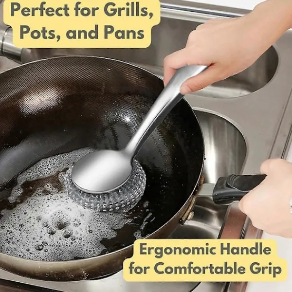 Online Stålullsskrubber Diskborste med Handtag Djuprengörande Metallskrubbset Stålskrubber för Di