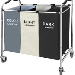 Stor 3-fackig tvättkorg och förvaringskorg, för smutsiga kläder