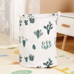 Online Stor grön tvättkorg med kaktusmönster, förvaringskorg, barnrum, hemorganisatör, barnkammare