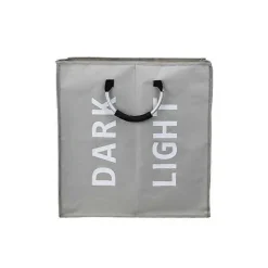 Clearance Stor hopfällbar tvättkorg med 2 sektioner för sovrum, tyg