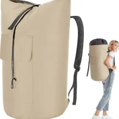 Sale GIFT OF G Stor Kapacitet Kraftig 115L Tvättryggsäck med Robusta Remmar - Militärgrön College Toppmatad Duffelväska Khaki