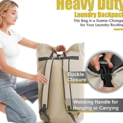 Sale GIFT OF G Stor Kapacitet Kraftig 115L Tvättryggsäck med Robusta Remmar - Militärgrön College Toppmatad Duffelväska Khaki