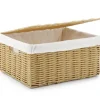 Hot Stor korg, handflätad, tvättkorg i syntetisk rotting, med lock och handtag, hopfällbar, avtagbar innerpåse, träfärgad