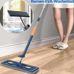 Best Stor Platt Mopp med 360° Rotationsbar Urvridningsfunktion, Mikrofiberdynor för Hårdträ Blue + 2 rags