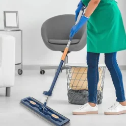 New Stor Platt Moppset, 360° Swivelmopp med Urvridningsfunktion, Golvmoppset Platt Mopp med Återanvändbara Mikrofibermoppdynor för Hårdträ Laminatplattor With 4 pcs cloth | Fyndiq white