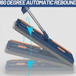 New Stor Platt Moppset, 360° Swivelmopp med Urvridningsfunktion, Golvmoppset Platt Mopp med Återanvändbara Mikrofibermoppdynor för Hårdträ Laminatplattor With 4 pcs cloth | Fyndiq white