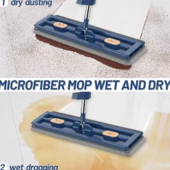 New Stor Platt Moppset, 360° Swivelmopp med Urvridningsfunktion, Golvmoppset Platt Mopp med Återanvändbara Mikrofibermoppdynor för Hårdträ Laminatplattor With 4 pcs cloth | Fyndiq white