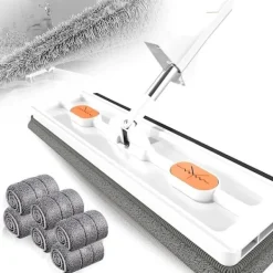 Clearance ESTONE Stor Platt Moppset, 360° Swivelmopp med Urvridningsfunktion, Platt Mopp med Återanvändbara Mikrofibermoppdynor Kompatibla med Trägolv Laminatplattor -hg Mop with 6 Pads | Fyndiq White