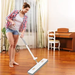 Clearance ESTONE Stor Platt Moppset, 360° Swivelmopp med Urvridningsfunktion, Platt Mopp med Återanvändbara Mikrofibermoppdynor Kompatibla med Trägolv Laminatplattor -hg Mop with 6 Pads | Fyndiq White