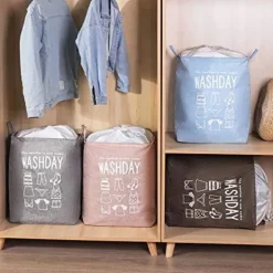 Hot Stor smutsig tvättkorg, täcke, kläder, leksaker och diverse förvaringsväska, dammtät dragskoöppning, hopfällbar Pink