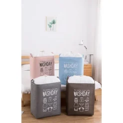 Hot Stor smutsig tvättkorg, täcke, kläder, leksaker och diverse förvaringsväska, dammtät dragskoöppning, hopfällbar Pink