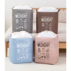 Hot Stor smutsig tvättkorg, täcke, kläder, leksaker och diverse förvaringsväska, dammtät dragskoöppning, hopfällbar Pink