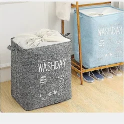 Online Stor smutsig tvättkorg, täcke, kläder, leksaker och diverse förvaringsväska, dammtät dragskoöppning, hopfällbar