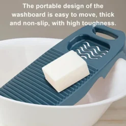 Clearance Stor tvättbräda, handgjord tvättbräda, tvättbräda för tvätt, stor tvättbräda med hög hållfasthet, 17,7 x 7,8 tum, mörkblå