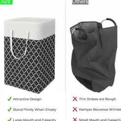 Online Stor Tvättkorg - Fristående Vattentät Tvättkorg med Förlängt Handtag - Hopfällbar Hög Tvättkorg