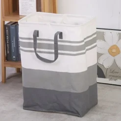 Clearance Stor tvättkorg, grå dubbel-75L enkel klädkorg tvättförvaringslåda för studenthem och hem, för tvättkorg