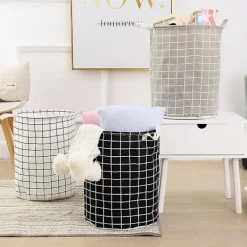 Sale Stor Tvättkorg Rund Smutsiga Kläder Vikbar Hink Förvaring Tunna Organizer 1pc Gray