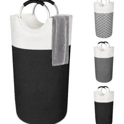 Best Stor Vattentät Hopfällbar Tvättkorg med Handtag, Tvättkorgar för Tvättstuga, Sovrum, Badrum