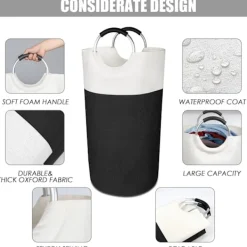 Best Stor Vattentät Hopfällbar Tvättkorg med Handtag, Tvättkorgar för Tvättstuga, Sovrum, Badrum