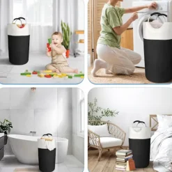 Best Stor Vattentät Hopfällbar Tvättkorg med Handtag, Tvättkorgar för Tvättstuga, Sovrum, Badrum